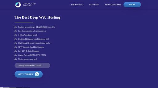 screenshot of OnionLand Hosting