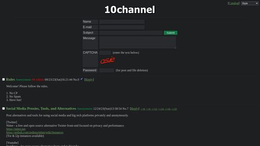 screenshot of 10channel - tenchan4v5bnlu3gatyjyctlsb25asvncbz4pr7gmomhsrvyx5zfpcad.onion.jump.black