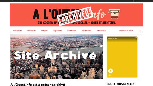 screenshot of A l'ouest - Site coopératif d'informations locales et d'ailleurs, sur Rouen et alentours - 5amrwxem7te6pddtqr7n6haon6xouaggmhxq6w2xpklefejlllclc3id.onion.jump.black
