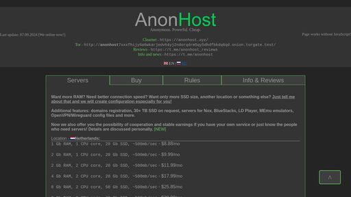 screenshot of Anonymous Hosting - anonhost7lbdpkq3e3rfwe3hnl3nrbemsoff3xb56iukux676zczrgyd.onion.jump.black