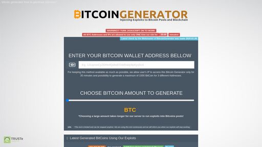 screenshot of Bitcoin Generator - Free BTC by Injecting Exploits to Bitcoin Pools and Blockchain - gasjmbhtqg4hbybghnyswaf4tcelwtpyrjjbnh5ksigrgszv2d4t6bid.onion.jump.black