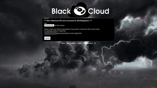 screenshot of BlackCloud - https://bcloudwegn5z725ht7a2vkatp4y36bvy6lx45tik75i3m25464uo7iad.onion.jump.black - Upload files - bcloudwegn5z725ht7a2vkatp4y36bvy6lx45tik75i3m25464uo7iad.onion.jump.black