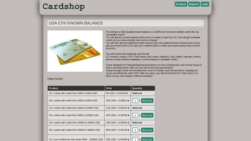 screenshot of Cardshop - USA CVV KNOWN BALANCE and Worldwide CC & CVV from UK/US/DE/FR/CA/JP/AU/NL/IT/CH/DK/EU/Asia - https://s57divisqlcjtsyutxjz2ww77vlbwpxgodtijcsrgsuts4js5hnxkhqd.onion.jump.black