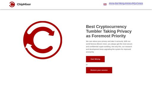 screenshot of ChipMixer | Most Secure Bitcoin Mixer & Trusted Bitcoin Blender - chipmixjojzkyqj32ih5njuayhzyzb7uoecq7rexnse24lb2hrdtyzid.onion.jump.black