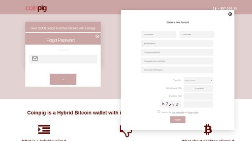 screenshot of Coinpig - Your Bitcoin Wallet with integrated Savings System - coinpigv67cccbkeoddtthduoy65uwtc7rs3pvwtln2xefcrnkhf3sad.onion.jump.black