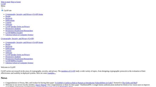 screenshot of CrySP Speaker Series on Privacy | Cryptography, Security, and Privacy (CrySP) | University of Waterloo - https://uwcryspionvholmkfxoqt2xns5mvnct34ytacugxtqpqrnka2oqm6kqd.onion.jump.black/speakers/20160915-Steeves