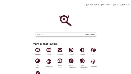 screenshot of Disroot SearX - https://bzg6fq2cbzrp52z5xkmggsiqhfc4zb4ouq3g7y6b2yfdnuud6yajpyqd.onion.jump.black/preferences