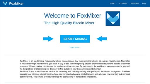 screenshot of FoxMixer - Bitcoin Mixer High Quality blender Btc Mixing for legal use - foxmixerwc75fetwyagtjdzctrgmc5r26ufqbzpuhgvdwffe3kap3yyd.onion.jump.black