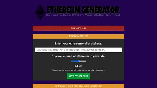 screenshot of Free ethereum Generator - Generate eth for Your Wallet - ingibvrepn4qoilfznrfabtvn732sgiai6hhav4kyyqb5selsxsy7gqd.onion.jump.black