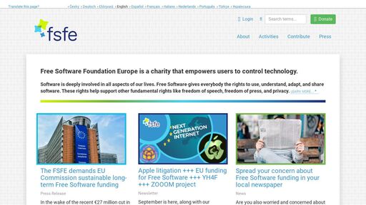 screenshot of Software Libre - FSFE - https://fsfeorg3v5yaitpw5362njmkgvwm6z2qojrgol6edqyaqswlpliqrqid.onion.jump.black/freesoftware/index.es.html