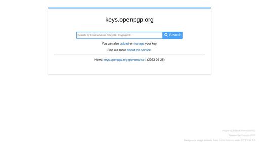 screenshot of keys.openpgp.org - zkaan2xfkknekqexrtw44ouu7m36zxt2dxnpzilvzxl3xxtyddd2ksid.onion.jump.black