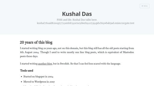 screenshot of The Onion service to access my blog - https://kushal76uaid62oup5774umh654scnu5dwzh4u2534qxhcbi4wbab3ad.onion.jump.black/posts/the-onion-service-to-access-my-blog.html