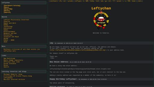 screenshot of Leftychan - wz6bnwwtwckltvkvji6vvgmjrfspr3lstz66rusvtczhsgvwdcixgbyd.onion.jump.black