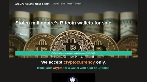 screenshot of MEGA Wallets Real Shop - Stolen millionaire's Bitcoin wallets for sale - j7wrijvxaz2qckdjolel5mgntu5gboqskm7je6zvtbqwbogcectf6lqd.onion.jump.black