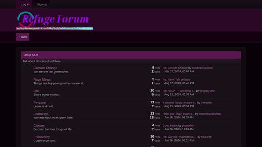 screenshot of Refuge Forum - Index - refuge3noitqegmmjericvur54ihyj7tsfyfwdblitaeaqu2koi7iuqd.onion.jump.black