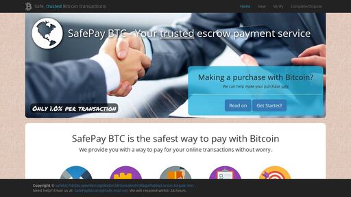 screenshot of SafePay BTC | Bitcoin Escrow Payment Service - https://safebtc7vbtjbzojwvi6bmztg6ksdsn34htyxsakexhid6bgxifsd6qd.onion.jump.black