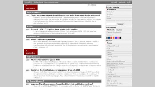 screenshot of [Sedna RSS] Médias libres - https://6aemvzqu2zbjp3m56zhi2kaqrsdlhfirfyppbmyock25fgf7xcmzgiid.onion.jump.black?age=31&id_syndic=67