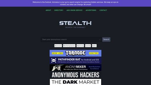 screenshot of Stealth - Search the Darknet - stealth53py46pyoxvtappchzplxiadqlrhxxelojegtkimuft3e2cid.onion.jump.black