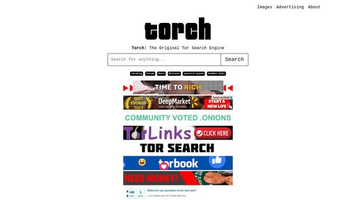 screenshot of The Original Dark Web Search Engine | Torch! - torch4st6hqc5glbwojj56jauhywzryeqhqg3escdraapx2gvou55dad.onion.jump.black