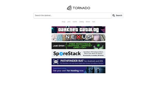 screenshot of Tornado - tornadox5n4g7apkcr23yqyi66eltomazrfgkljy22ccajywd2jsihid.onion.jump.black