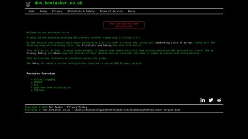 screenshot of Welcome 
		- dns.bentasker.co.uk - sdl6liuz4optw2sc75yps3qhvdfzqx4pitrxi3l6iupmqtpsqh5drhqd.onion.jump.black