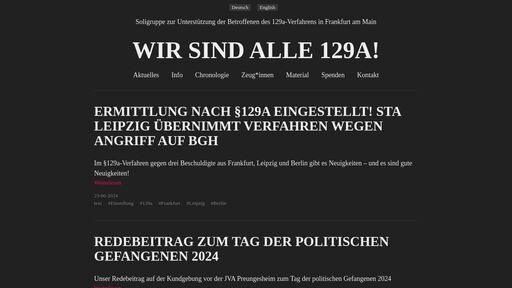 screenshot of info - Wir sind alle 129a! - https://dtjnlb5axqpfznluni2lfqz7q5zu6h5o3ktdx4chjfd7iqazfq6eg4ad.onion.jump.black/categories/info.html